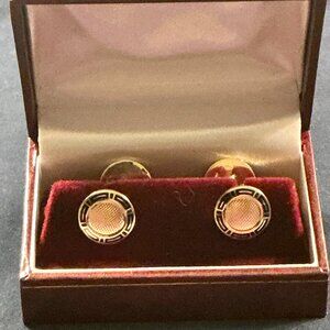 Bulgari 18K Yellow Gold Cufflinks w/Blue Enamel – 19.24g – Exceptional Condition